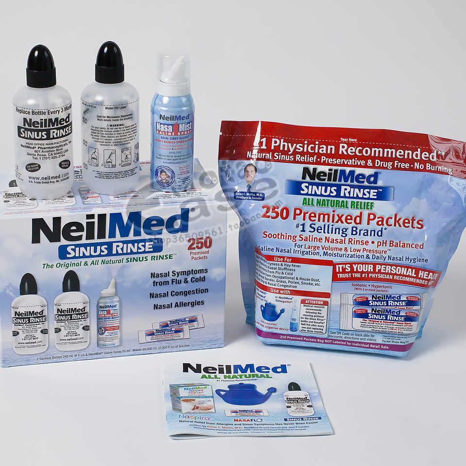 Bộ rửa mũi Neilmed (250 gói muối + 2 bình 240ml + 1 chai xịt)