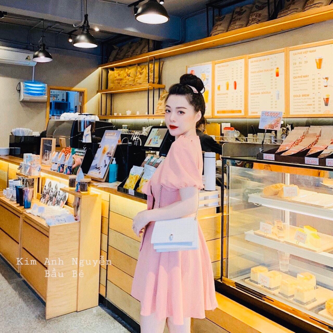 Đầm voan cổ V thắt nơ ngực sao chất TTSA0419