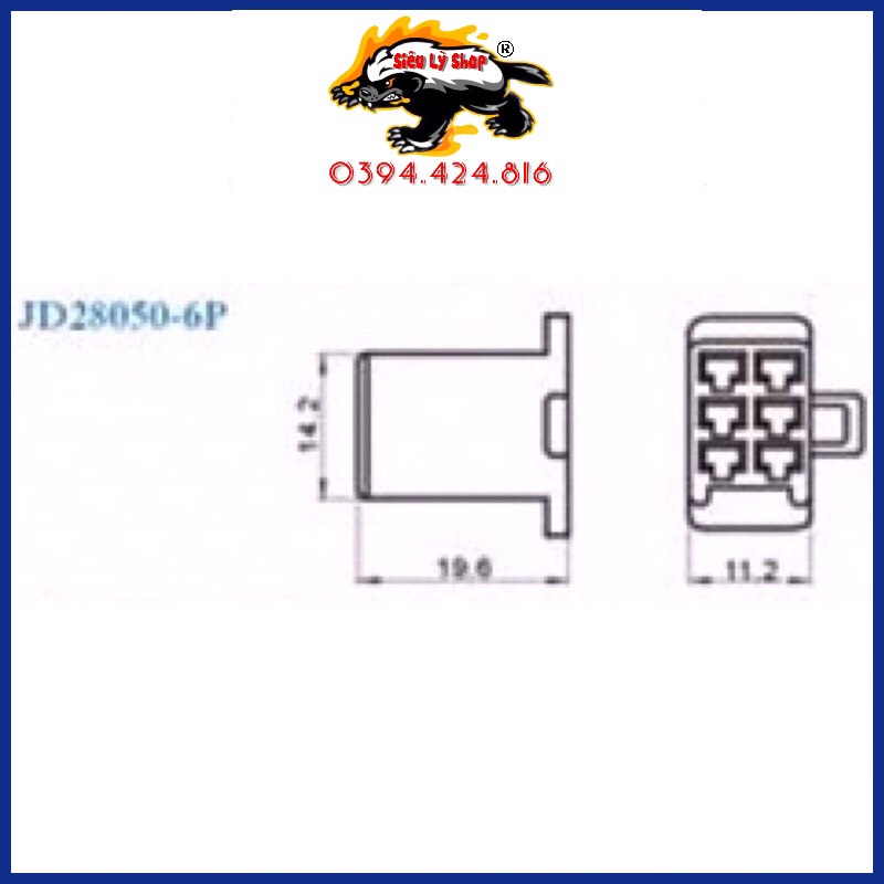 [Set 10cái] Giắc nhựa 6P-2.8 - Đầu đực
