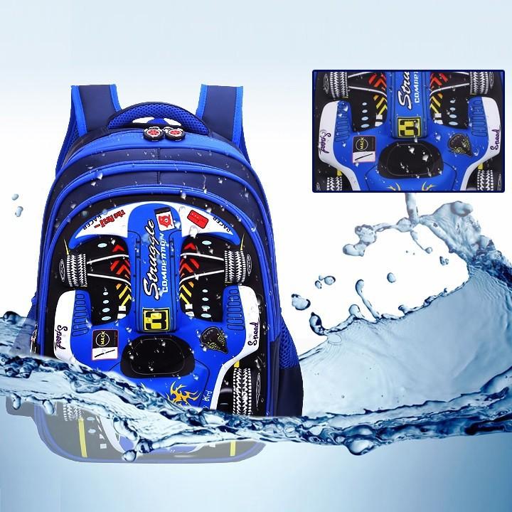 Balo chống gù lưng in hình oto 3D size 42 cm