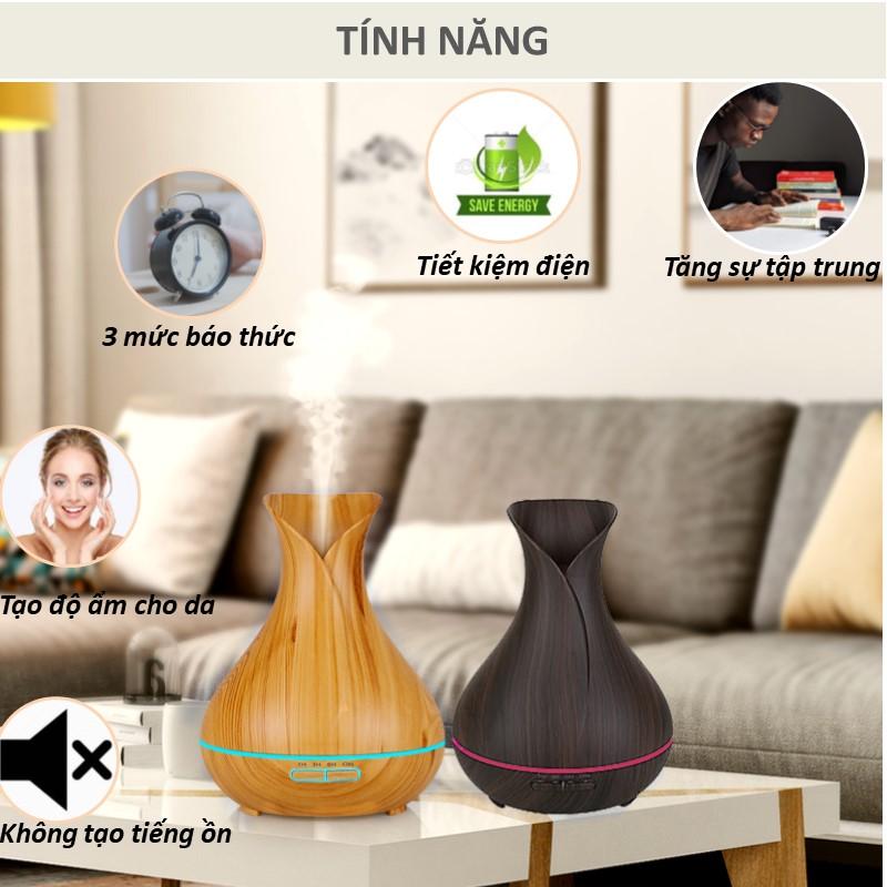Máy Khuếch Tán Tạo Ẩm Xông Hơi Sương Tinh Dầu Máy Khuếch Tán Hương Thơm Thanh Lọc Không Khí Giảm Căng Thẳng Phù Hợp Để Trang Trí Bình Hoa Tulip 550ml