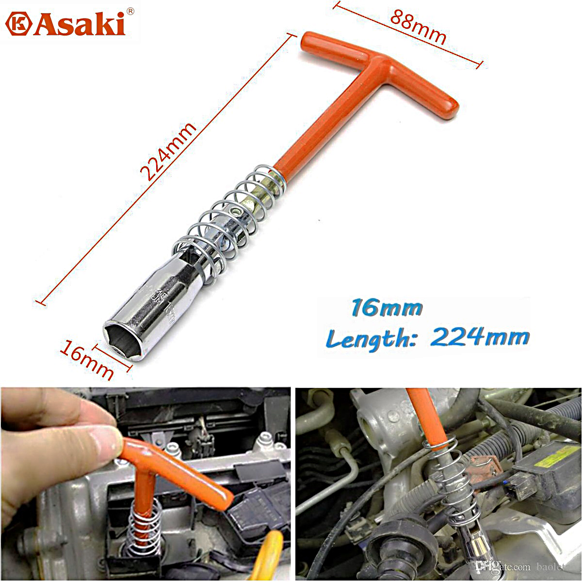 Tháo chụp bugi - Khẩu mở bugi ô tô, xe máy 16mm,
