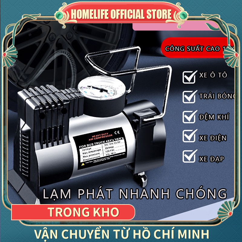 Máy nén khí mini máy bơm hơi mini 220v - Máy bơm lốp xe 12V thiết kế nhỏ gọn an toàn tiện lợi. Bơm hơi Ôtô xe máy xe đạp mã lực lớn Công Suất Đạt 120W Dễ Dàng Sử Dụng.