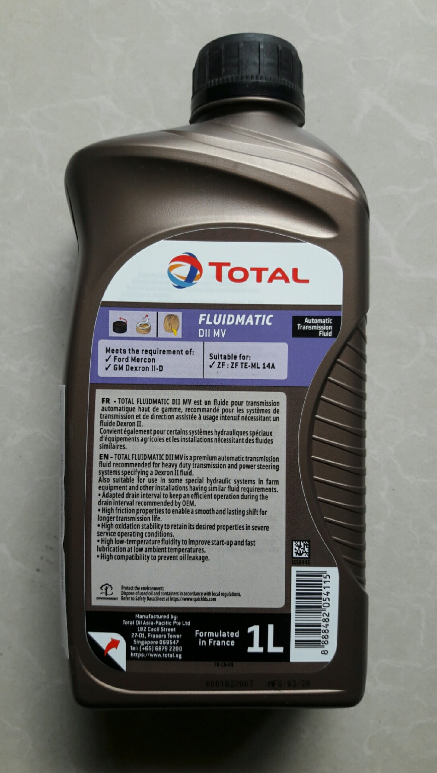 [HCM]Dầu trợ lực FLUIDEMATIC DII MV 1 lít - Dầu nhớt Total