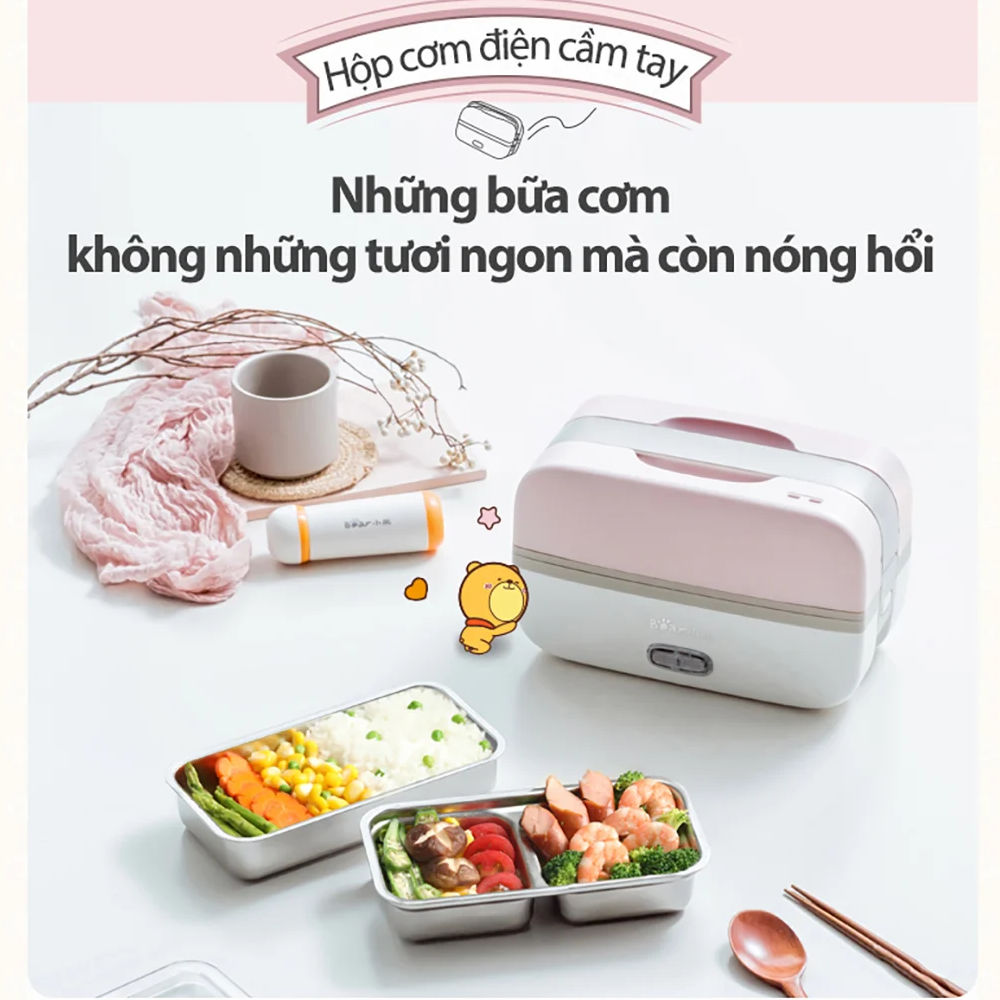 Cặp lồng cơm inox giữ nhiệt 3 tầng 3 nắp lock&lock 12x18.5cm lhc990