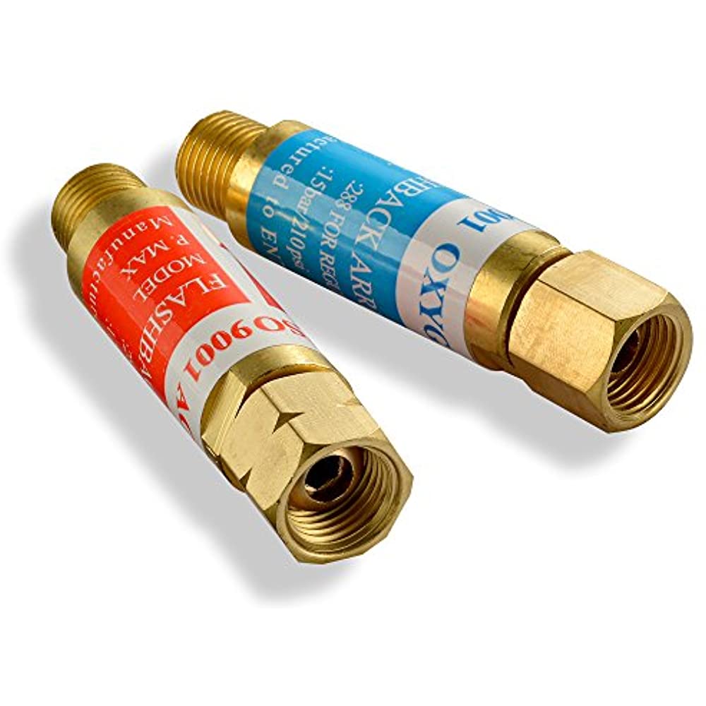 [HCM]Bộ Van chống cháy ngược Oxy- Acetylen cho đèn/ đồng hồ gió đá - ren 17mm (9/16")