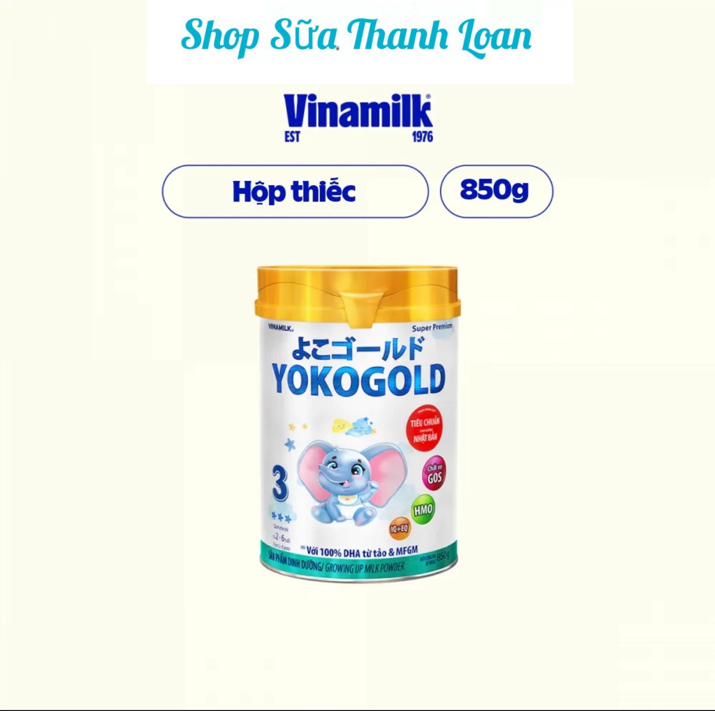 (Có Tích Điểm) Sữa Bột VINAMILK YOKOGOLD 3 LON 850g.