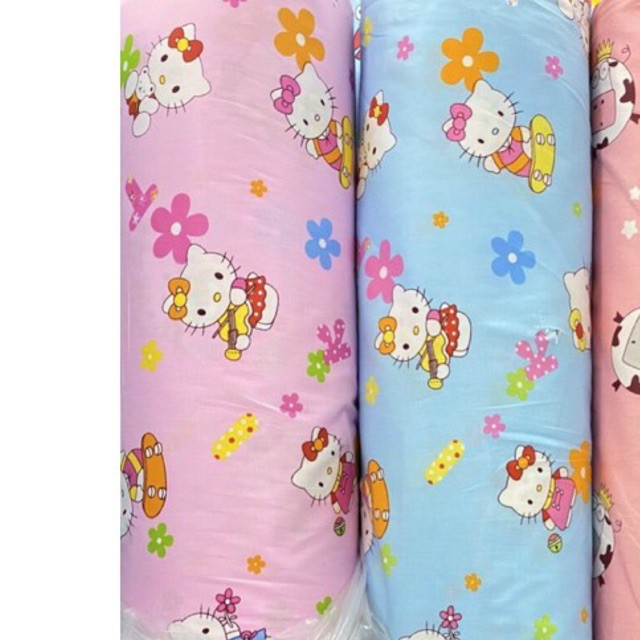 Vải thô mặt lụa kitty hồng