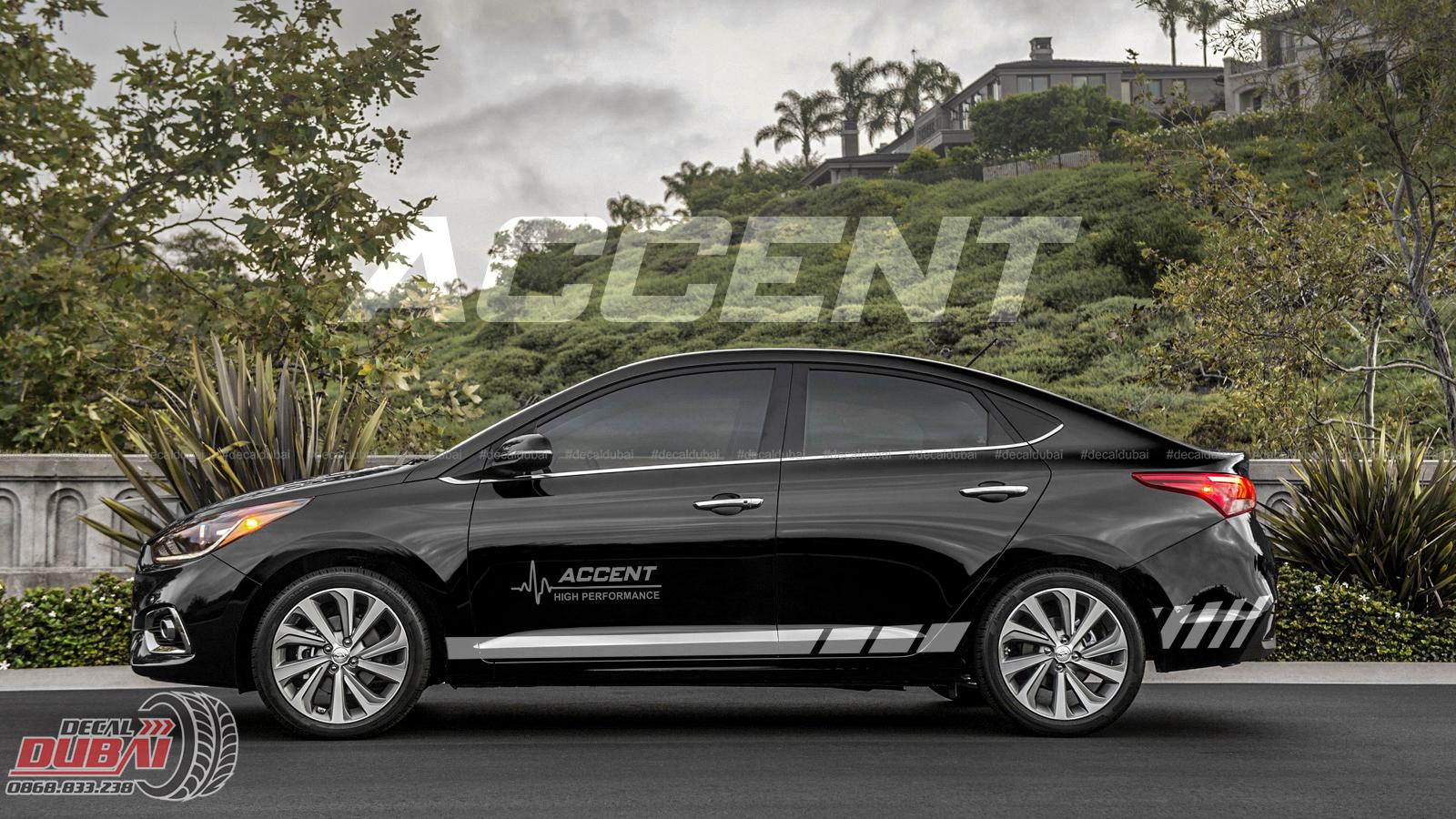 Tem Dán Xe Hyundai Accent Màu Đen Mẫu Mới