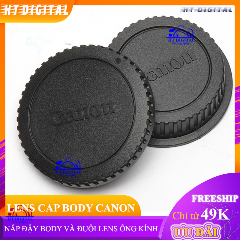 Nắp Lens Cáp Đậy Body Cho Canon DSLR và Cáp Đuôi Lens Ống Kính Cho Canon