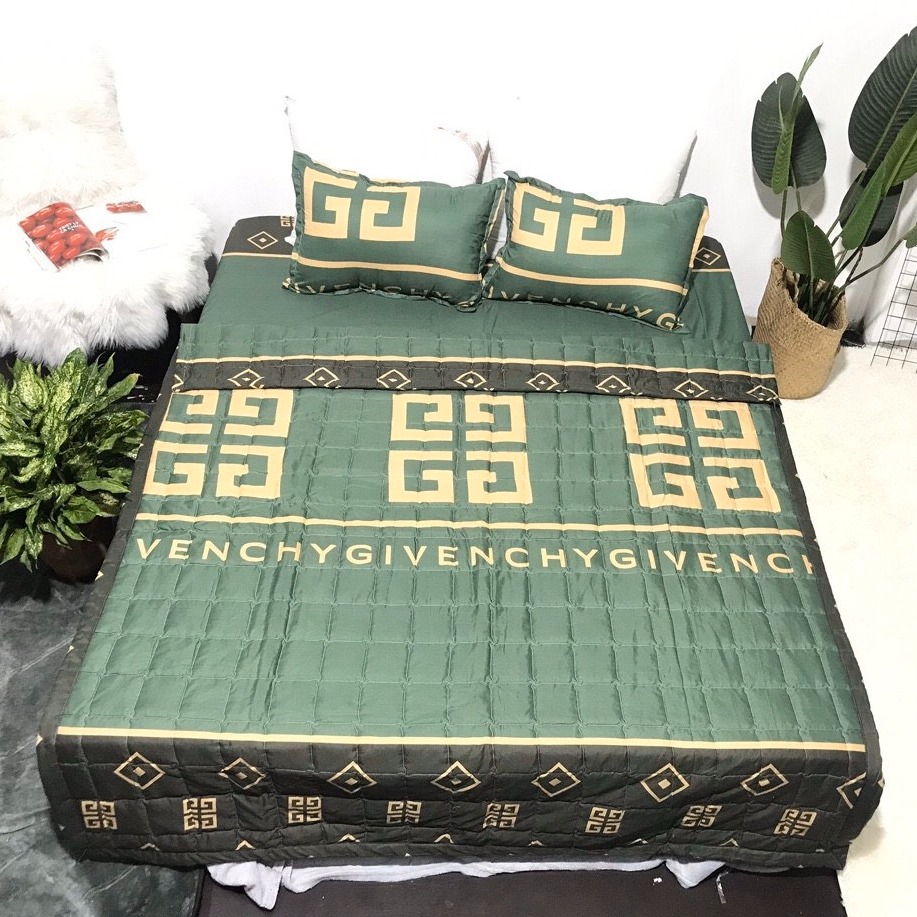 Bộ Chăn Ga Gối Cotton Poly - Hình GVC Xanh ( 3 Món , 4 Món , 5 Món ) Tiệm Nhà Cá