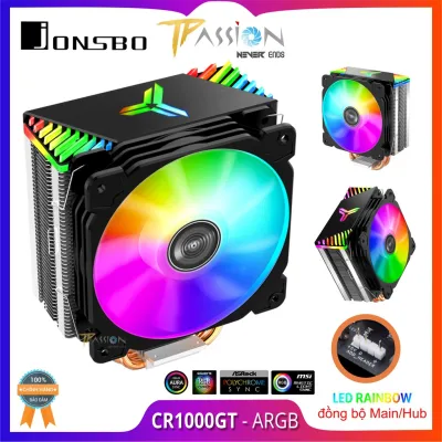 Tản nhiệt chip CPU Jonsbo CR1000GT | CR1400 – ARGB Rainbow 5V 3Pin, Fan 12cm, 4 ống đồng, đồng bộ Led với Hub/Mainboard - Hub Coolmoon thường