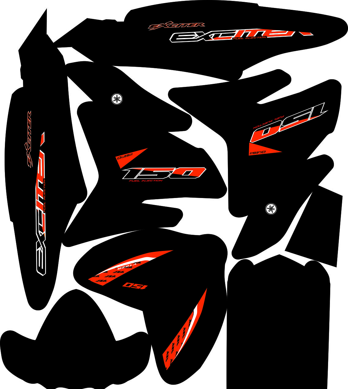 Tem Trùm Exciter 150 Đen Cam,Team Decal Ex 150
