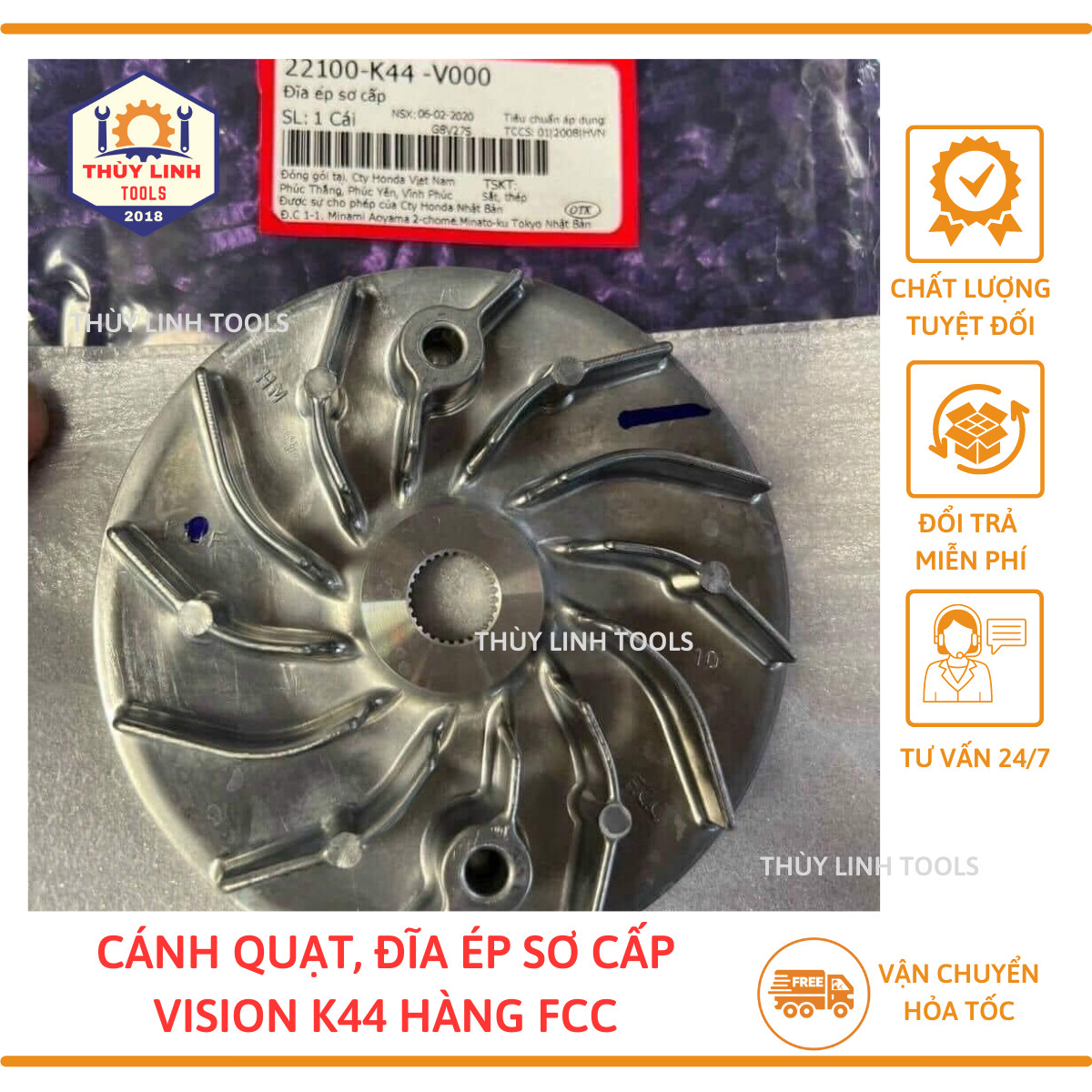 Chén bi và cánh quạt, xe máy honda vision mới mã k44 - thùy linh tools