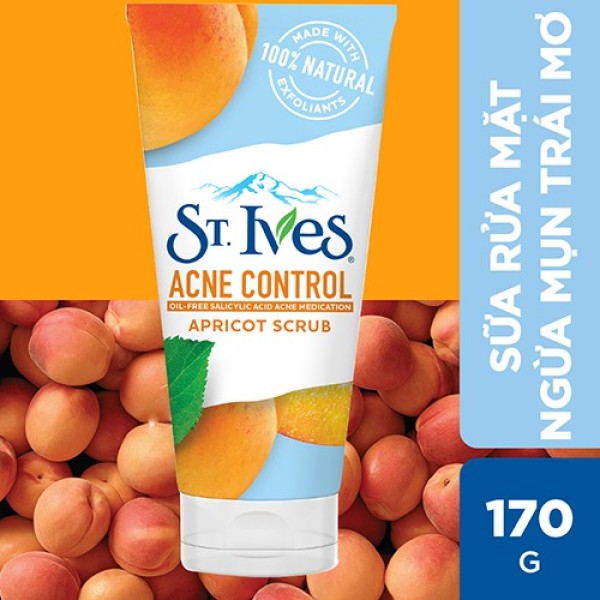 Rửa mặt tẩy da chết dạng hạt St. Ives Acne Control Apricot Scrub - 170g. cao cấp
