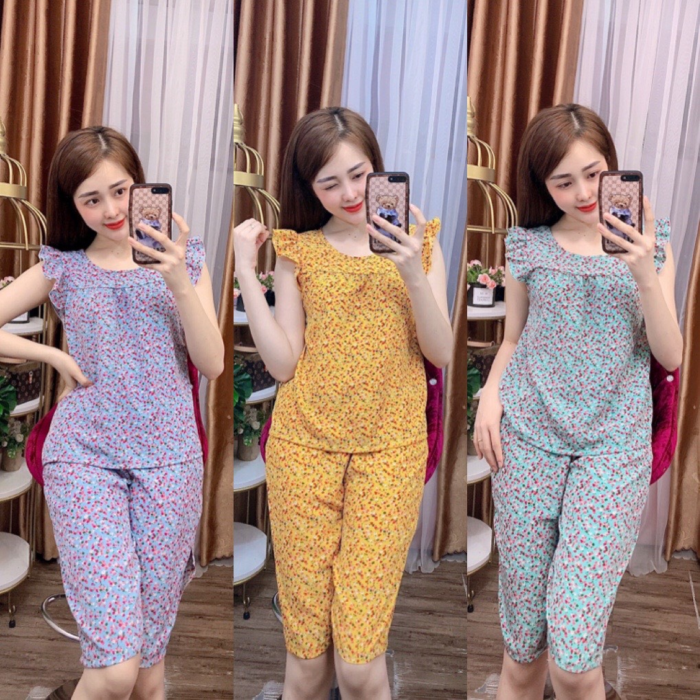 LUA45_ĐỒ BỘ LỤA QUẦN LỬNG ÁO CÁNH TIÊN HOA NHÍ, CÓ SIZE
