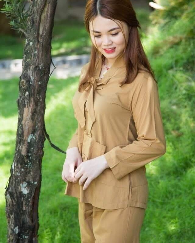 Đồ lam đi chùa nữ đồ phật tử áo lam mẫu la hán nơ