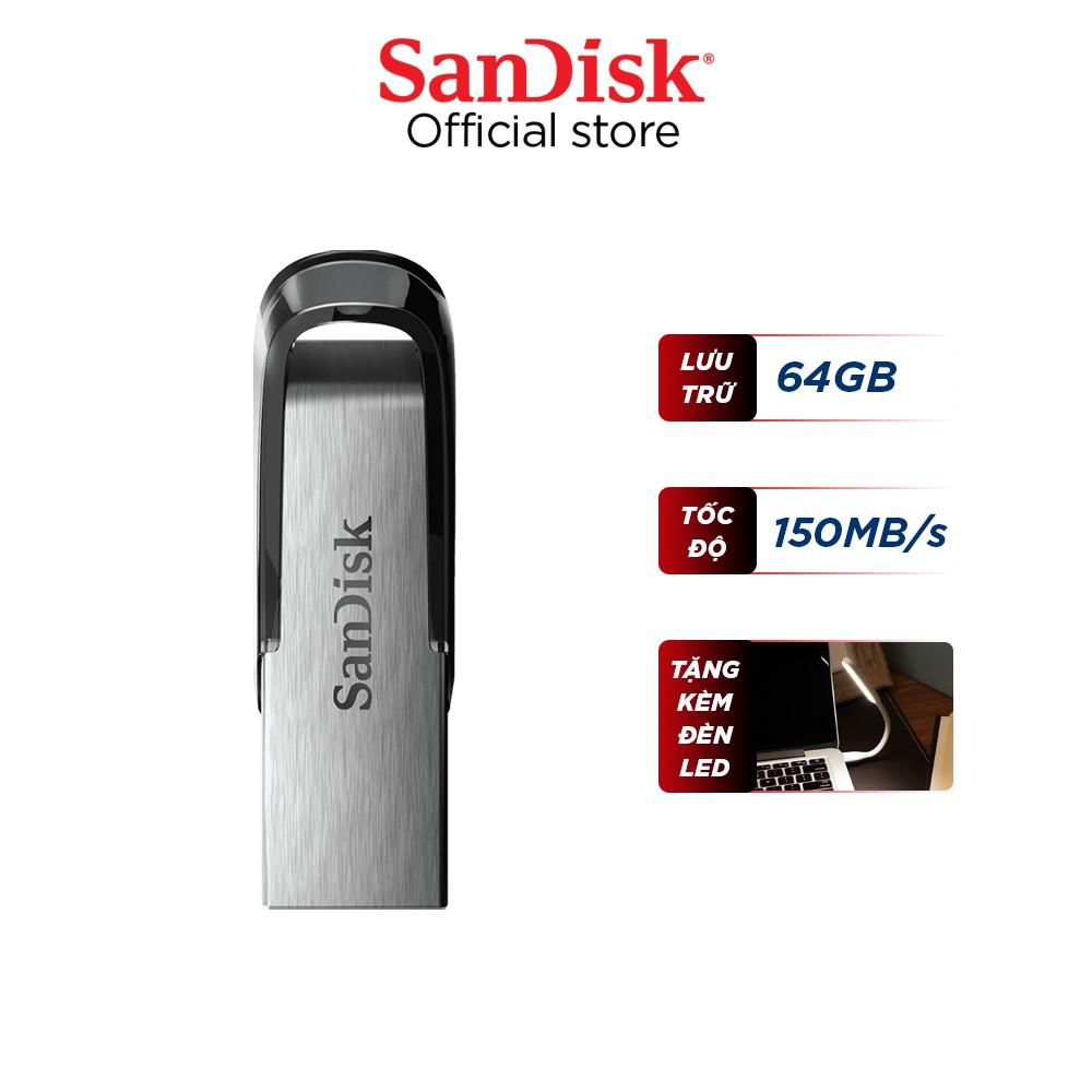 Usb 3.0 sandisk cz73 64gb ultra upto 150mb/s tặng đèn led usb