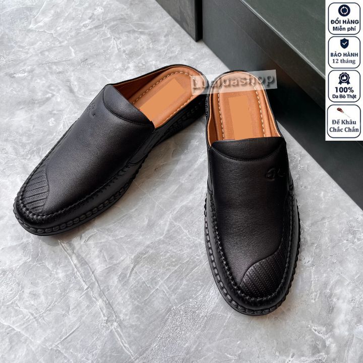 Giày sục nam da thật L82. Bảo hành 12 tháng