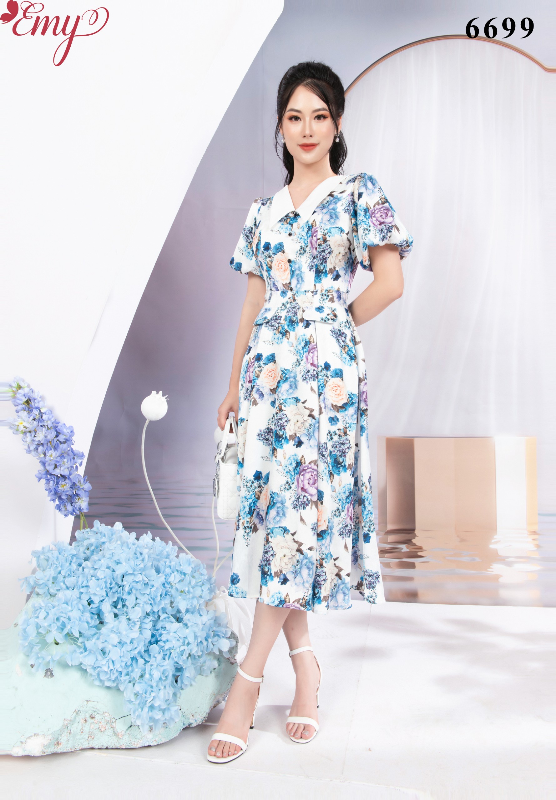 Đầm Xoè Midi Lụa Vân Hàn EM6699