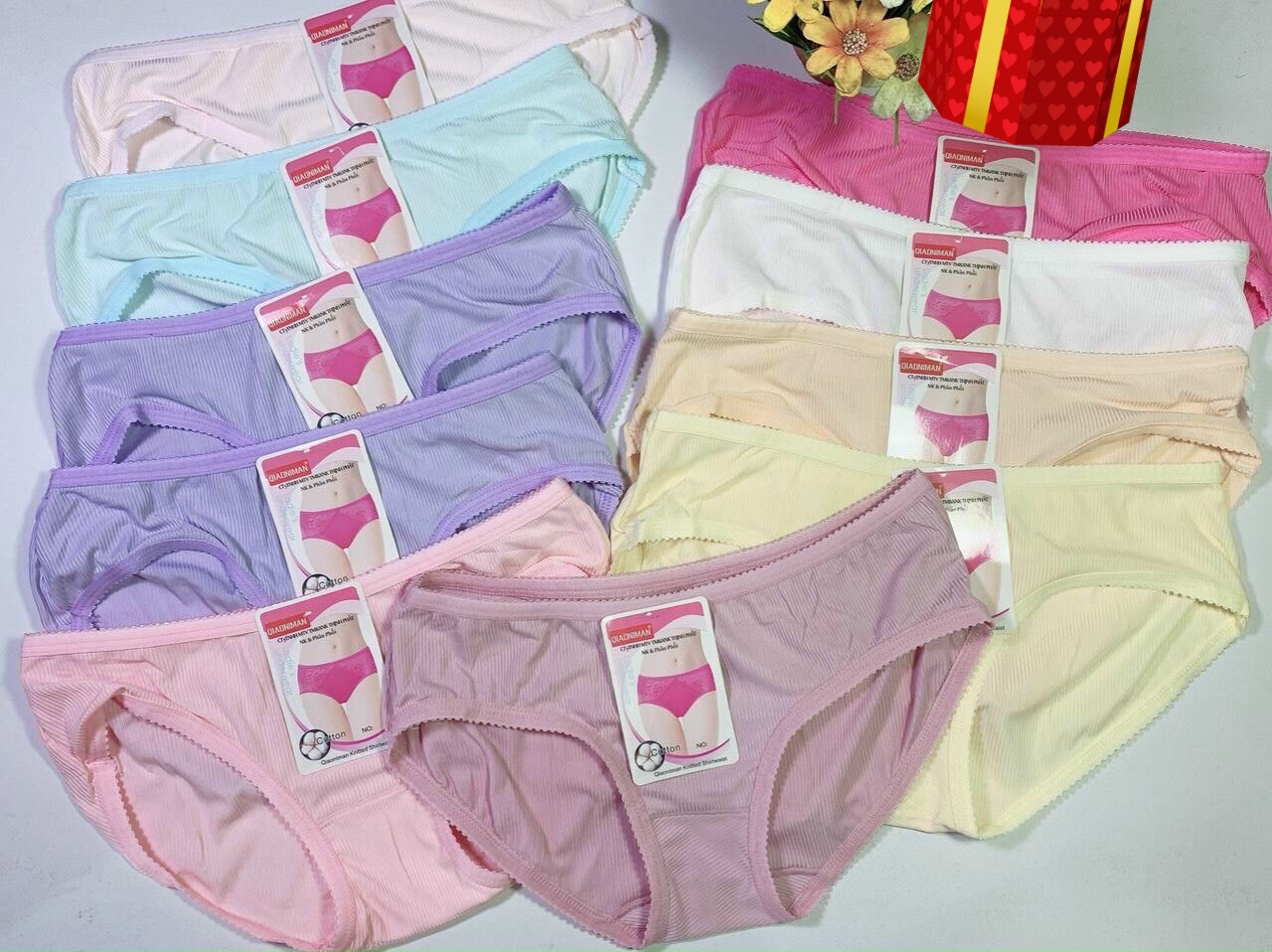 Bộ 10 quần lót nữ thun lạnh gân siêu mát, from to từ 55-62kg