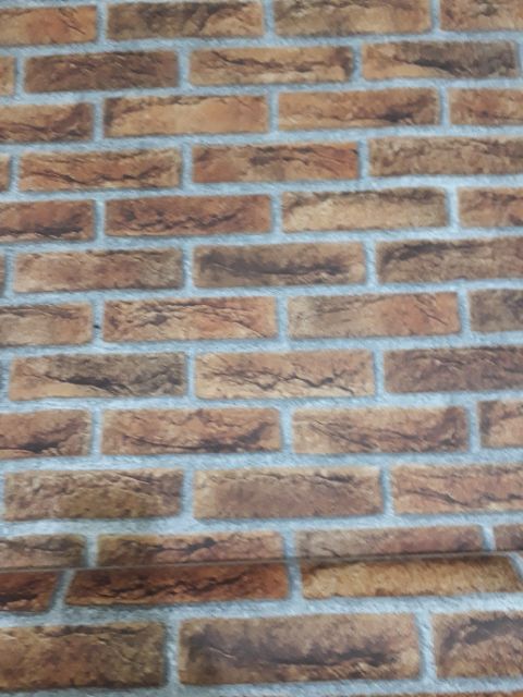 5m giấy dán tường gạch 3d vàng nâu khổ 60cm