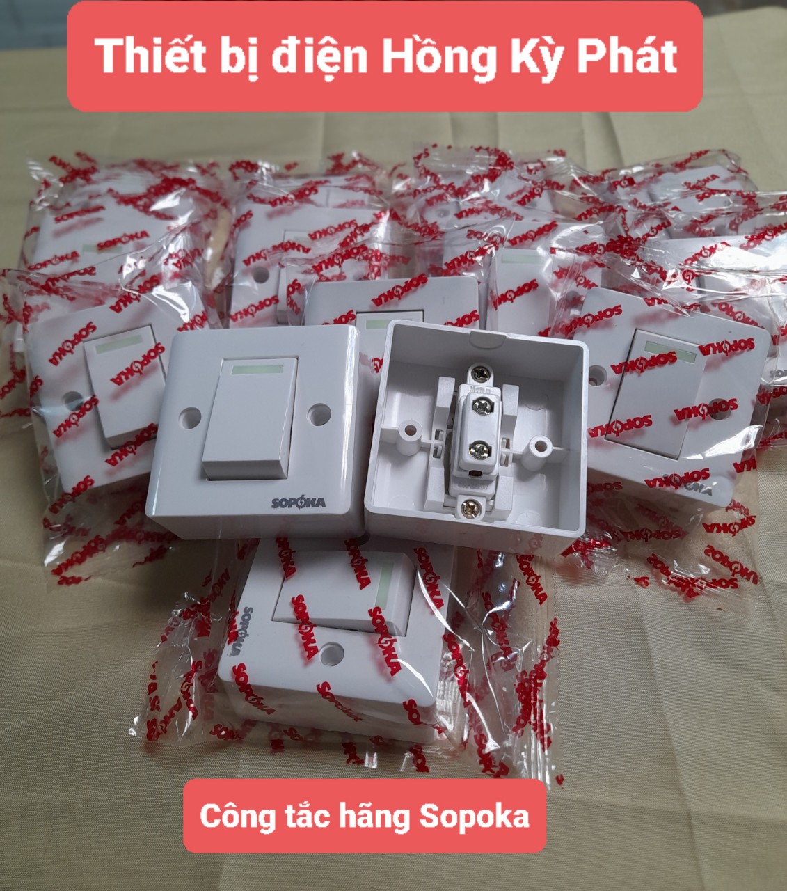 Công tắc điện, công tắc đèn, Công tắc điện đơn SOPOKA E1S có dạ quang chất lượng cao