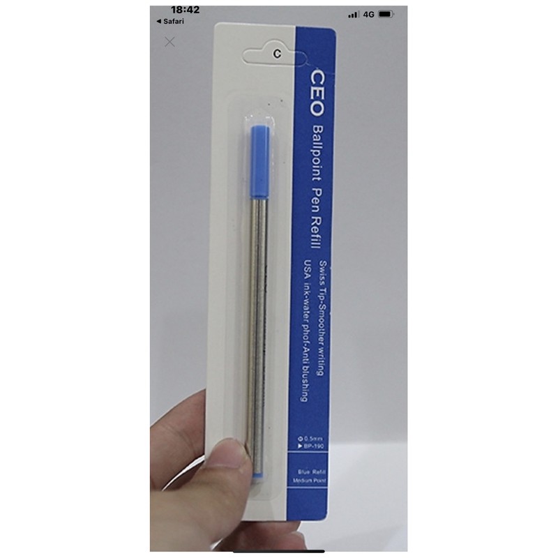 Ruột bút nắp lông bi nước CEO xanh.