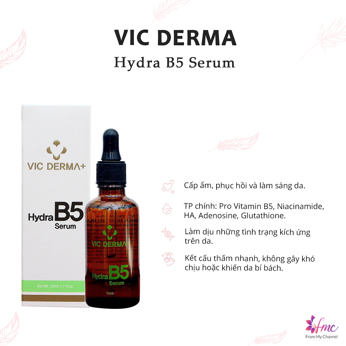 Serum Cấp Ẩm, Phục Hồi Vic Derma+ Hydra B5 50ml