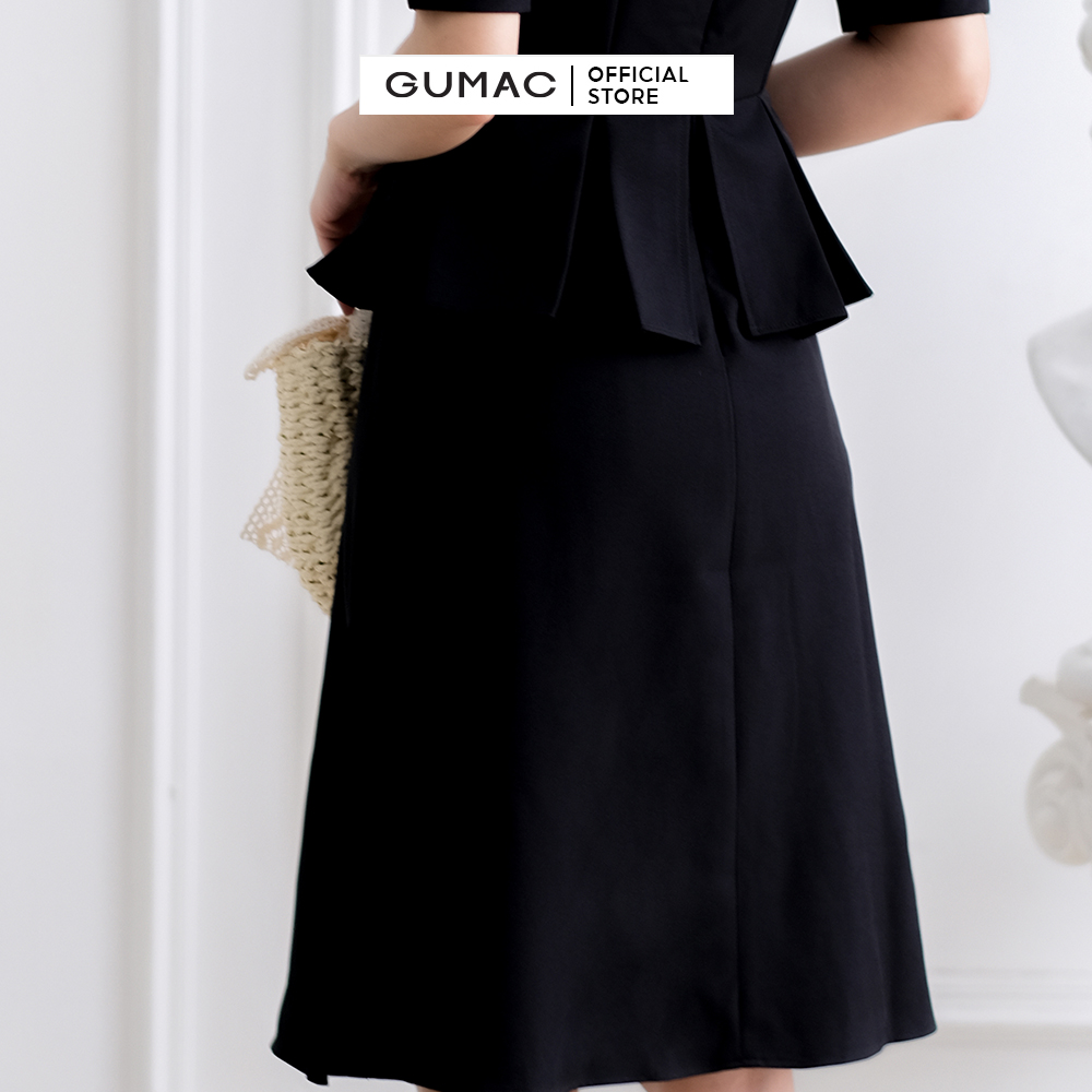 Đầm dáng ôm GUMAC DC03064 eo phối bèo