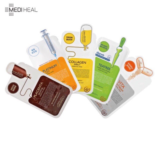 Lẻ miếng mặt nạ Mediheal essential mask, được sản xuất từ các thành phần lành tính, đảm bảo chất lượng như mô tả, an toàn cho người sử dụng