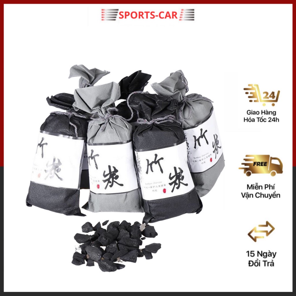 Than tre hoạt tính khử mùi treo xe ô tô , than tre tự nhiên
