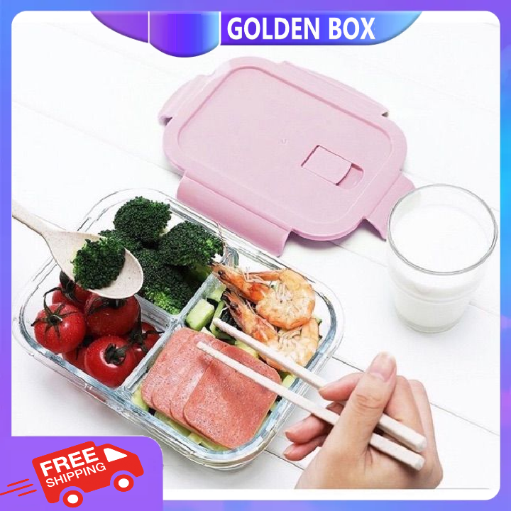 Hộp đựng cơm thủy tinh cao cấp 2 ngăn dung tích 1L