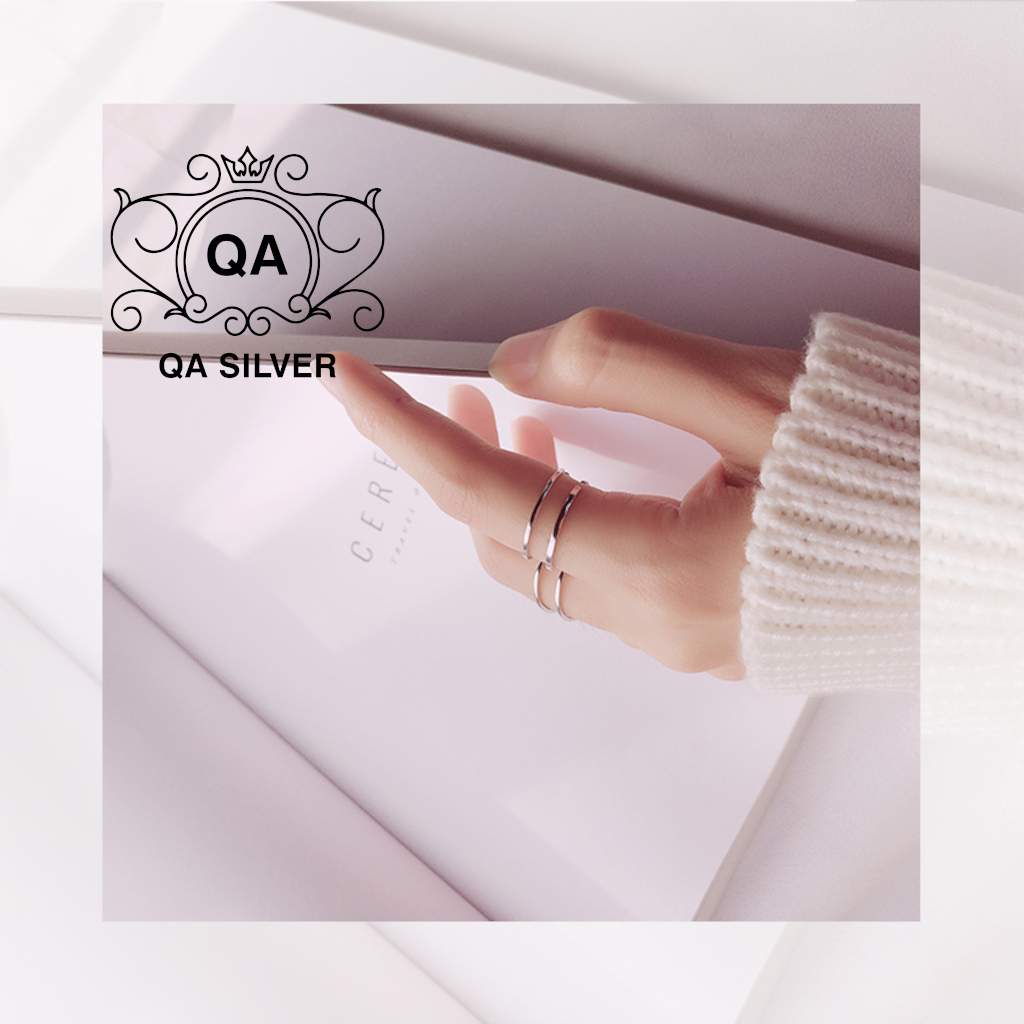 Nhẫn bạc 925 trơn chỉ mảnh bo vuông nhẫn tròn tối giản S925 BASIC QA SILVER Ring RI180303