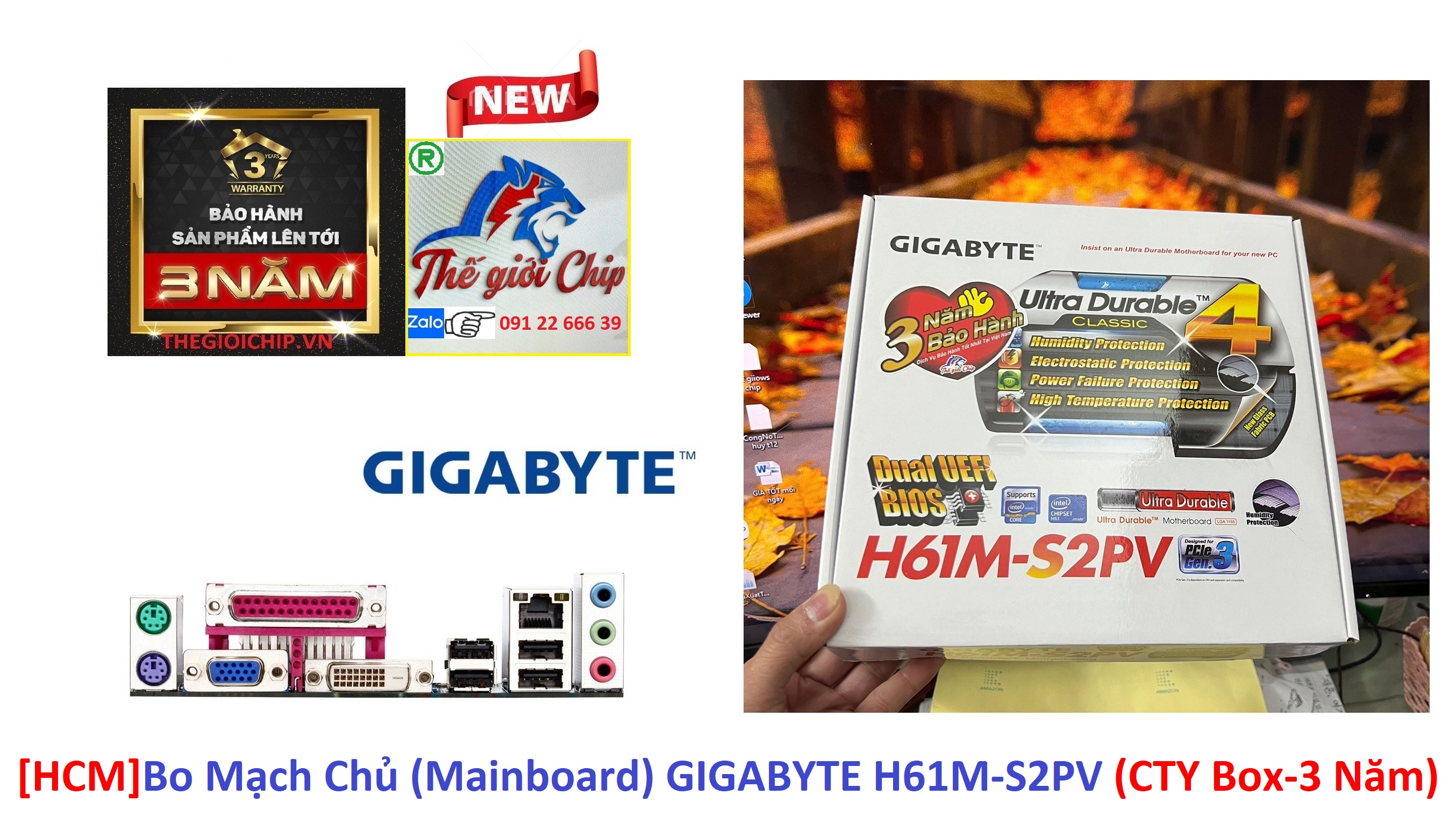 [HCM]Bo Mạch Chủ (Mainboard) GIGABYTE H61M-S2PV (CTY Box-3 Năm)