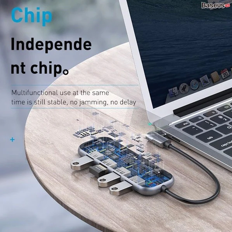 Hub chuyển đổi đa năng Baseus Multi-functional HUB Type-C to 4xUSB 3.0+Type-c PD