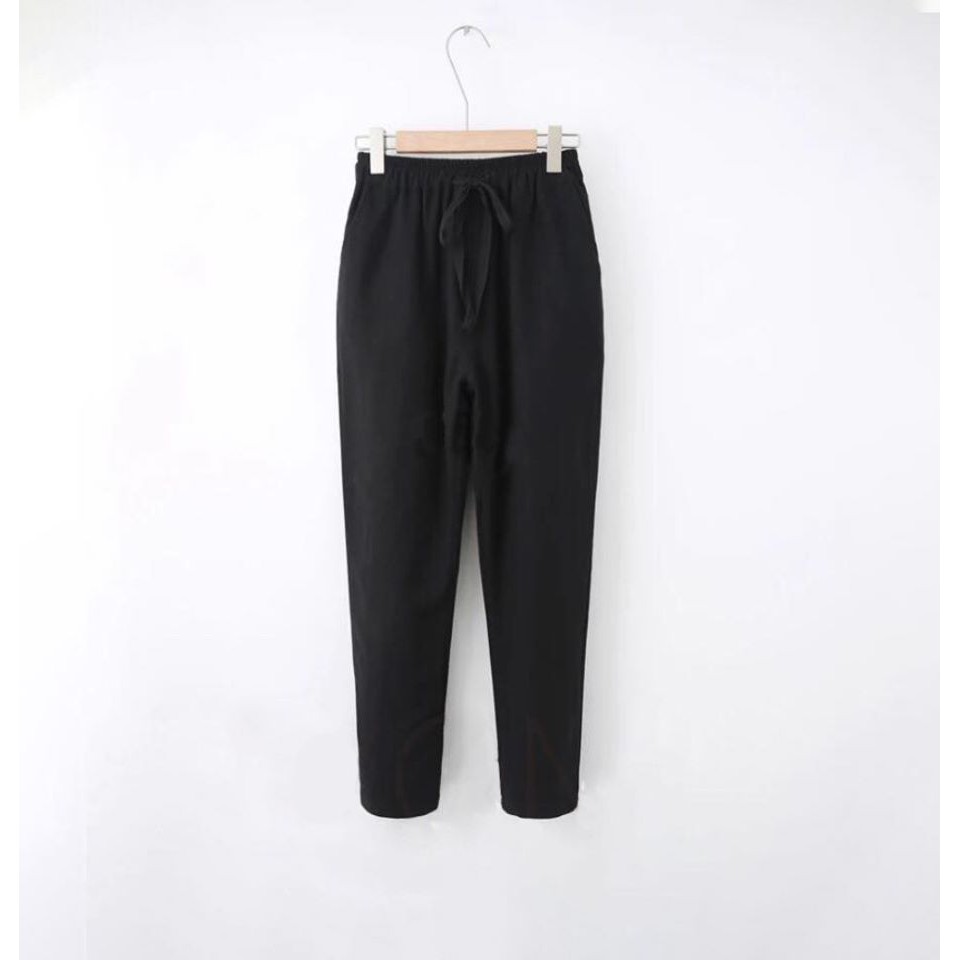Quần đũi nữ baggy lưng thun cạp chun cao dáng đứng dài