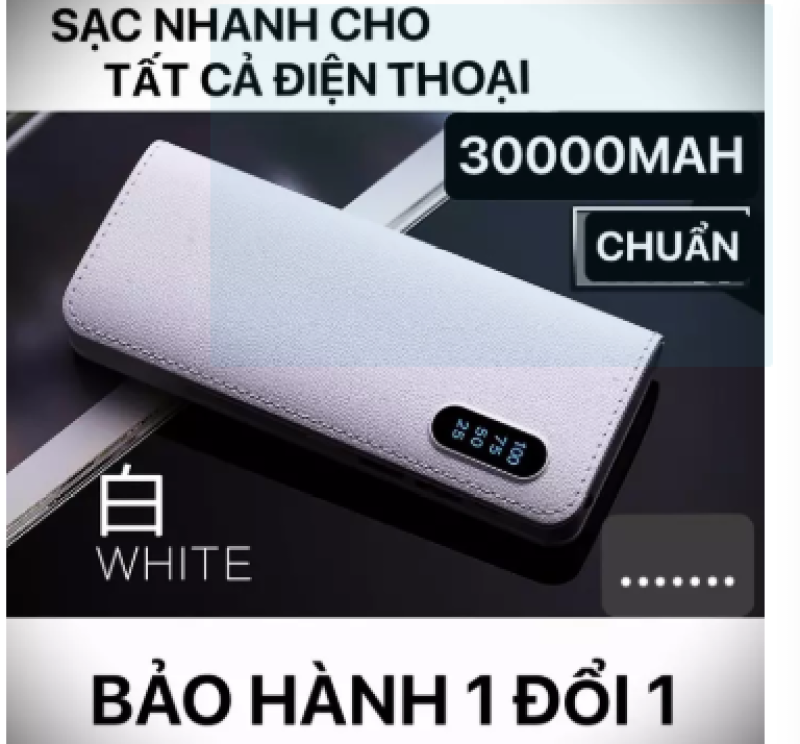 Giá LOẠI TỐT- SẠC CỰC NHANH- PIN SẠC DỰ PHÒNG CHUẨN 30000MAH SẠC HƠN 888 LẦN - 3 CỔNG SẠC SIÊU TỐC - MÀN HÌNH LED + ĐÈN PIN SIÊU SÁNG + TẶNG CÁP 50K