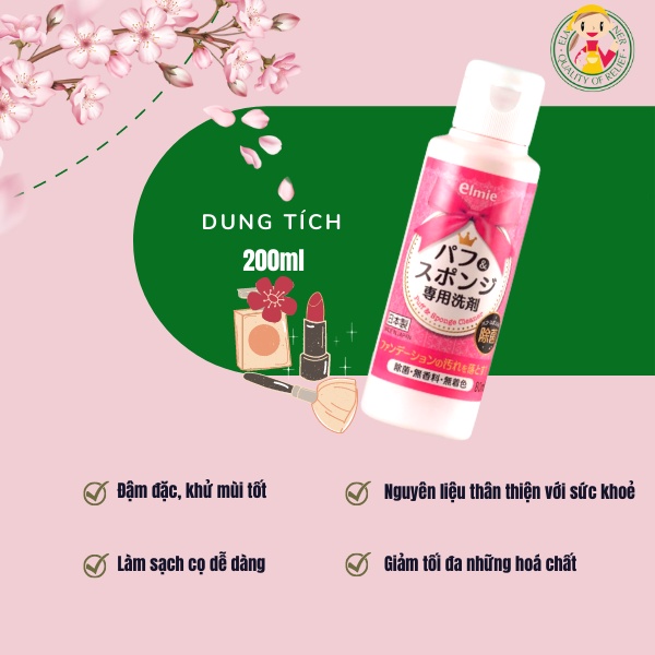 [HCM][Chính Hãng] Nước rửa dụng cụ trang điểm Elmie - 80ml (Hàng Nội Địa Nhật Bản) (ELDW-605)