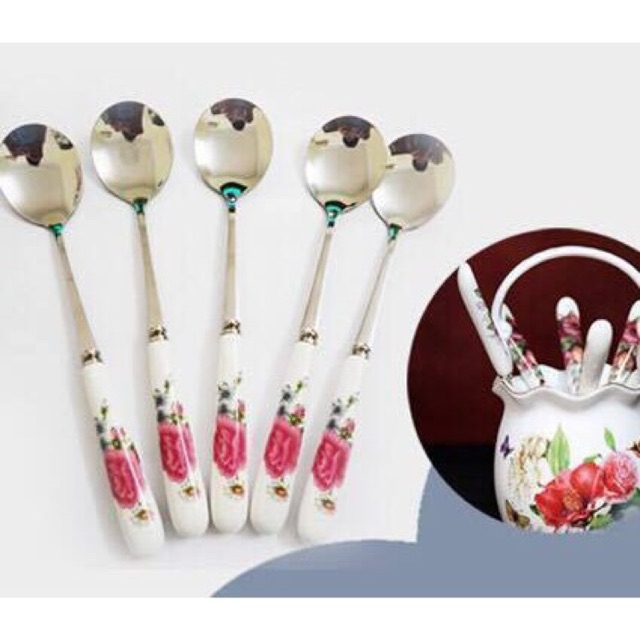 Xả kho giá sốc - thìa cán sứ ăn cơm cỡ lớn siêu đẹp