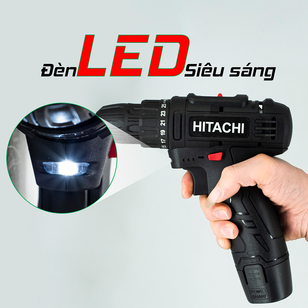 [ TẶNG MŨI VÍT ] Máy khoan pin HTC 12v gỗ , sắt ,  bắt vít , 25 cấp độ trượt