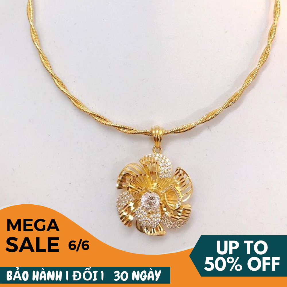 Kiềng trang sức vàng, vòng cổ trang sức nữ đá pha lê hoa xoáy cao cấp sáng lấp lánh mạ vàng thiết kế siêu xinh đẹp sang trọng Trang sức Gado KCVM039 - làm quà tặng bất ngờ vô cùng ý nghĩa