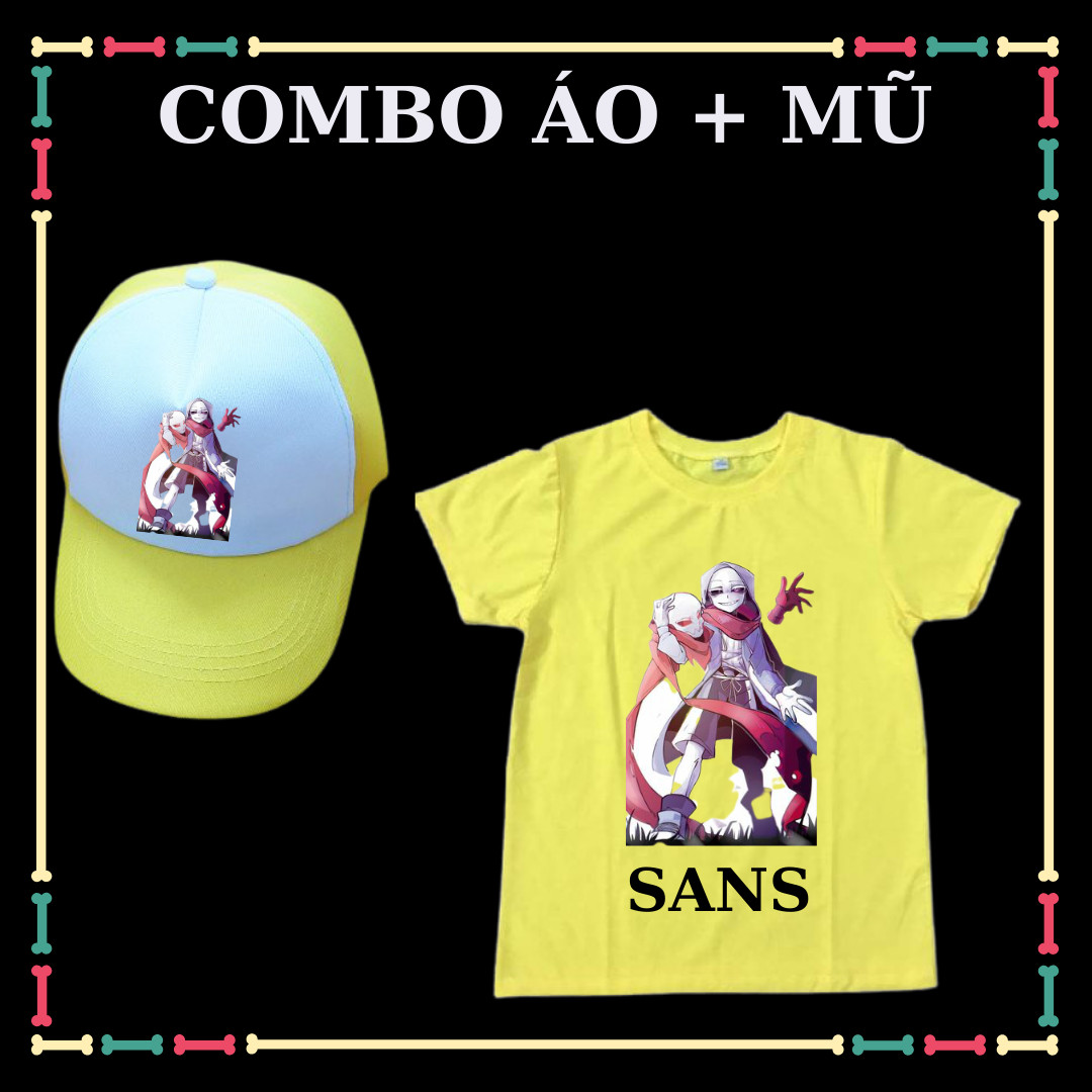Combo Áo + Mũ / Nón in hình Sans Undertable (Biệt đội Gangster) cho Bé Trai
