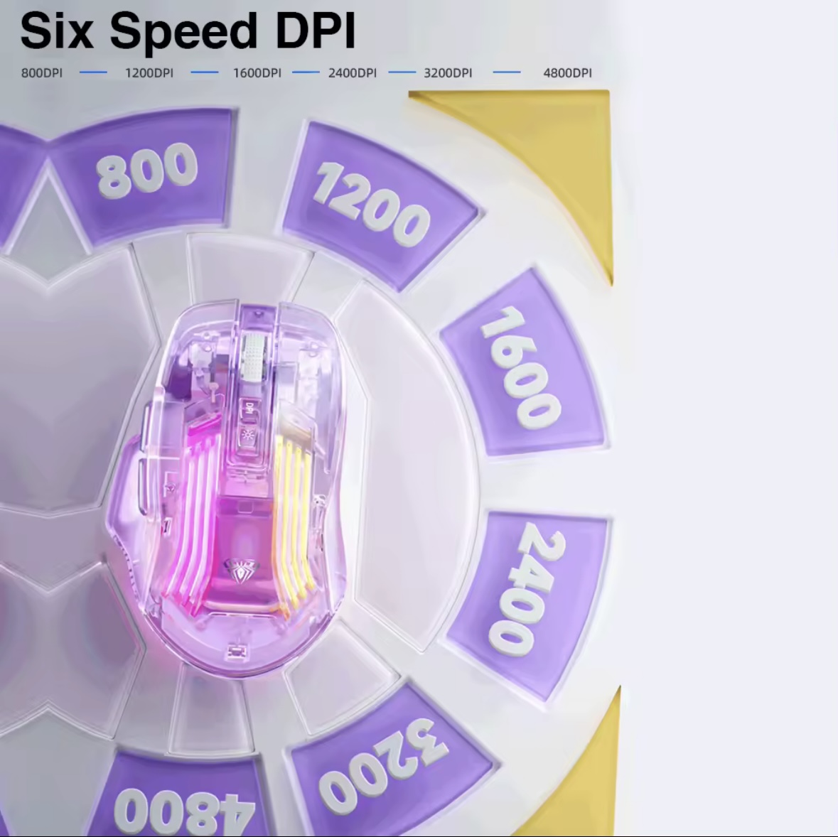Aula SC518 Dual-Mode Wireless Mouse 2.4G/RGB Backlit Bluetooth Connection Gaming Mouse DPI Adjustable 6-Speed