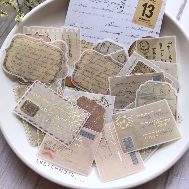 Sticker vintage dập vàng gold ST014