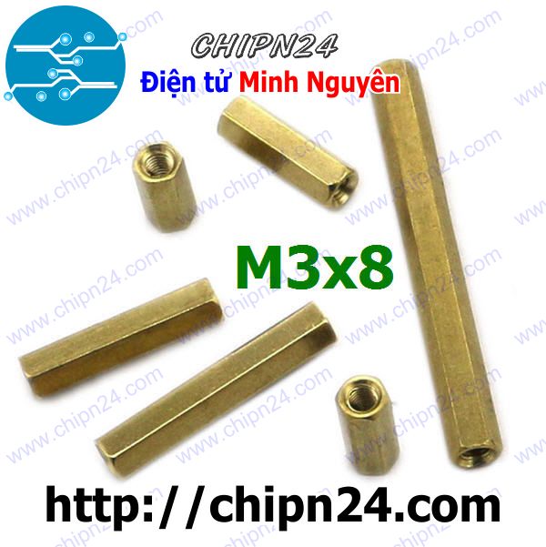 [10 cái] (F66) Cọc đồng M3x8 (C-C) (Trụ đồng, Ốc kê bo mạch)