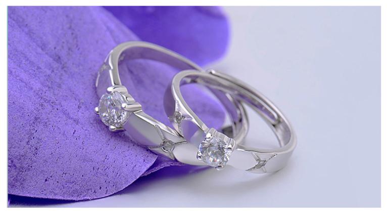 Nhẫn Cặp Bạc Trơn, Đơn Giản, Đính Hạt Sang Trọng
