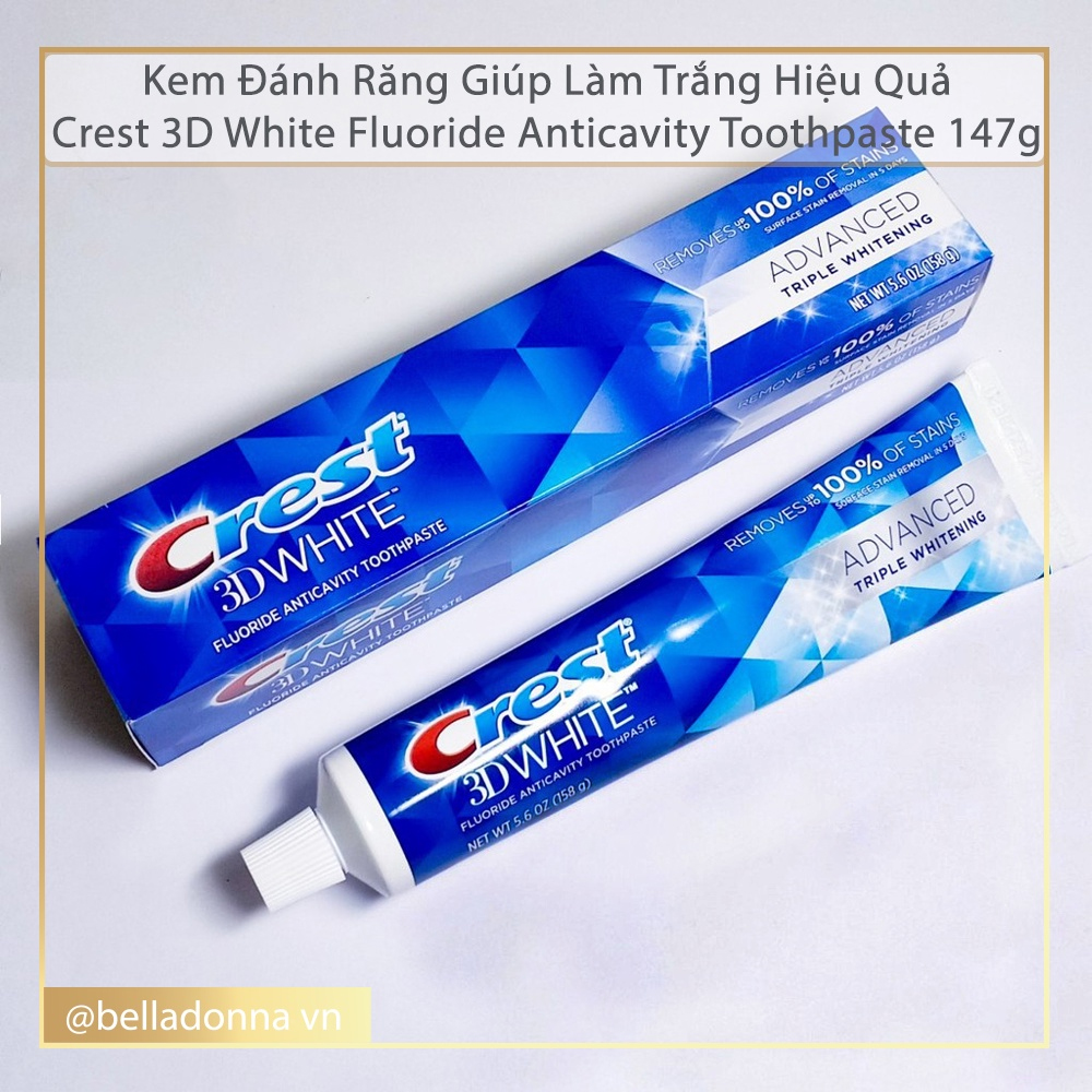 Kem Đánh Răng Giúp Làm Trắng Răng, Cho Răng Chắc Khỏe Crest 3D White Fluoride Anticavity Toothpaste 147g