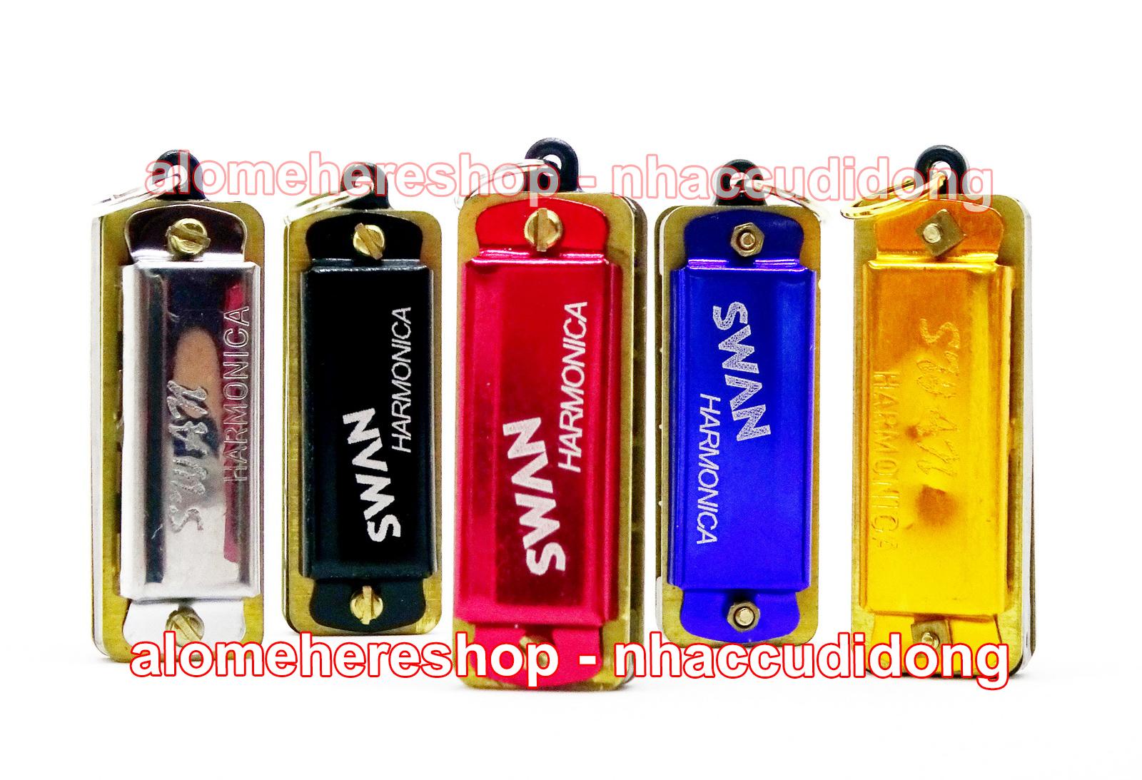 Kèn harmonica mini 4 lỗ 8 note Swan SW4 (5 màu/bộ)
