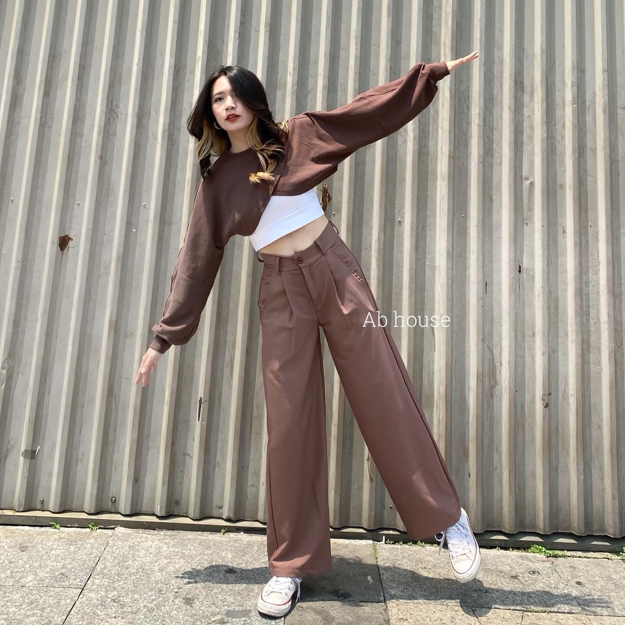 Set áo cặp 2 món croptop đắp chéo